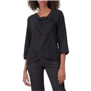 Amanda Uprichard Black Crossover Panel Blouse